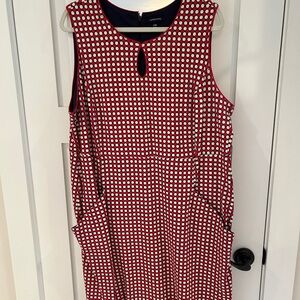 Talbots Red, Navy and White Midi Dress